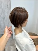 魅力倍増カールセミディシアーカラーダークアッシュショートヘア