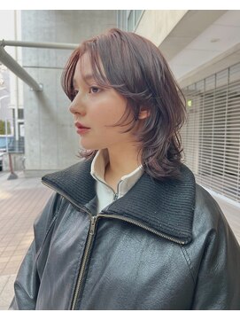 ブリンク(blink) レイヤーボブラベンダーブラウンケアカラー前髪カット