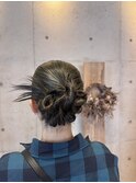 お呼ばれヘアセットカチモリスタイルお団子ヘア☆二次会結婚式