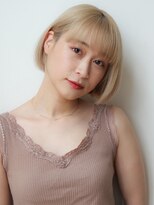 マイラ 銀座(myla)&nbsp;小顔外ハネボブイメチェン前髪ワイドバング美髪ホワイトブロンド