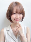やわらか丸みボブ/透明感ブラウン/大人可愛いボブ/小顔ボブ