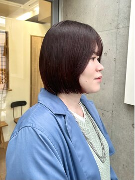 エクテ(ecouter) 春のピンクボルドーカラーパツっと韓国タッセルボブ