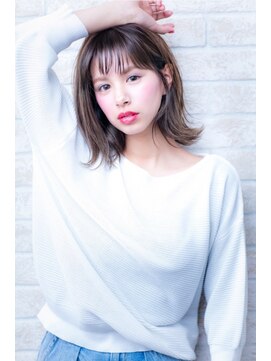 ヘアーアートシフォン 池袋西口店(Hair art chiffon) モーブカラーノーブルワイドバングで大人かわいいくびれミディ