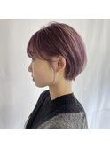 ピンクラベンダー × ショートボブ