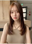 小顔 前髪 レイヤーカット くびれヘア  アプリコットオレンジ"
