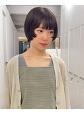 ハーフアップシースルーマッシュ切りっぱなしボブショート