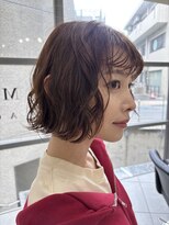 メゾンアクア 表参道(Maison ACQUA) +小顔ミディアムパーマミディアムデジタルパーマボブパーマ黒髪