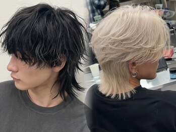 ワンズクロエ 原宿店(ONE's Chloe)の写真/【女子ウケ抜群のメンズカット】サラッと決まるトレンドのウルフカット、ハイトーンカラーをご提供します！
