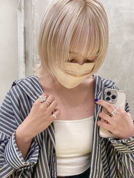 ソーコ 渋谷(SOCO) ハイトーンインナーカラーピンクベージュフェイスフレーミング