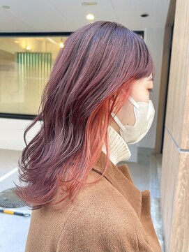 ヘアーメイクオズ(hair make O/S) ヘアメイクオズ＆金あゆみ　インナーオレンジ×ピンクブラウン