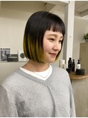 丸くならないボブ×コントラストルーツカラー