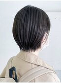 ベージュカラータッセルボブ大人ショートボブ顔まわりレイヤー