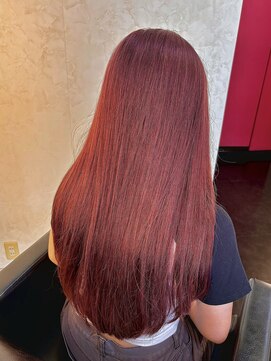 リバース(Reverse) ワンレングスC+ブリーチ+オンカラー(さくらピンク)