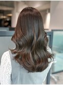 ロング顔周りレイヤー韓国ヘア美髪くびれヘア_ba536191