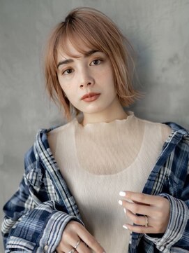 ギークス(GEEKS) 【GEEKS渋谷】くびれボブ/ハイトーン/オレンジベージュ/20代30代