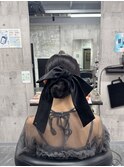 タイトアレンジ カチモリ お呼ばれアレンジ ヘアセット