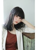 【小松菜奈風】黒髪厚めバングスタイル☆/斜めバンク