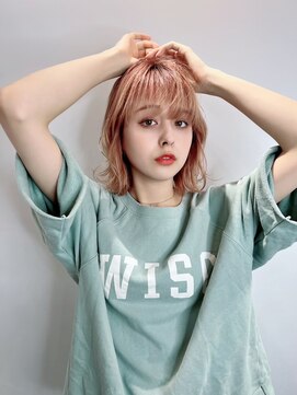 ディレクト 新宿(Direct) ピンクベージュ×ミディアムウルフ☆