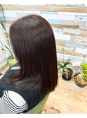 ワンレングス×クリーミーピーチカラー
