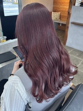 ビスクヘアデザイン(bisq hair design) ブリーチカラー　ピンクカラー　ミディアムロング　レイヤー