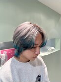 メンズウルフカット×デザインカラー