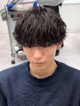 オーシャントーキョー 仙台(OCEAN TOKYO) 波巻きスパイラルシャドウパーマ刈り上げマッシュ黒髪パーマ