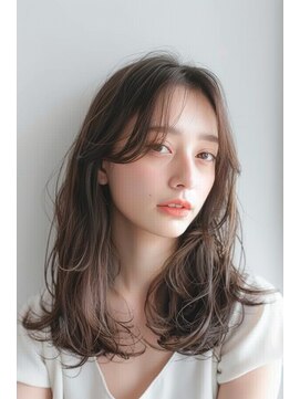 ラナ 新宿(lana) レイヤー/ミディアム/前髪無し/ブラウン/【lana hair新宿】