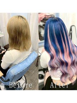 エクステ専門店あるじゃんすー 広島店 パープル×ピンク#シールエクステ#セクションカラー#韓国#広島