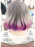毛先ピンクのラインカラー/ブリーチデザインカラー
