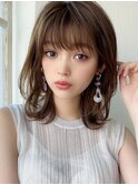フェザーバング外ハネミディ大人ブラウン30代/Silk-lei吉祥寺