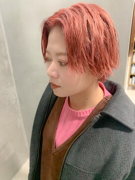 テトヘアー(teto hair) ブリーチカラー、アプリコットピンク、コーラルピンク