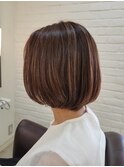 艶ボブ ナチュラルハイライトカラー ベージュ系