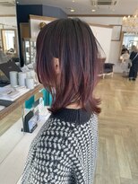 コワファースト 大分(COIFF1RST)&nbsp;ミディアムウルフスタイルのピンクブラウンカラー