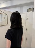 クラゲヘアミディアムヘアオリーブグレージュミニボブミディアム