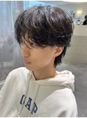 三重桑名ニュアンスパーマシースルーマッシュ緩めセンターパート