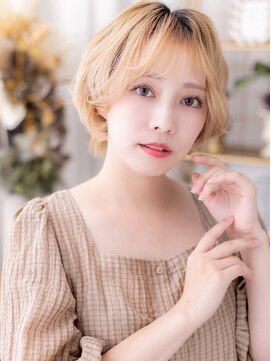 韓国風全頭ブリーチ小顔ゆるふわプードルボブa北浦和20代30代