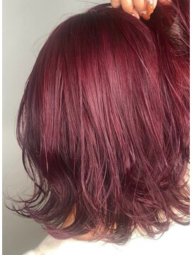 アース いわき店(HAIR&MAKE EARTH) ボルドーレッドのくびれミディ