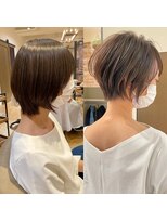くびれショート/マロンブラウン/大人ショートボブ