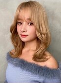 大人ガーリー/前髪/顔周りレイヤー×ブリーチなし韓国ヘア[大宮]