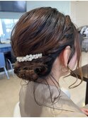 結婚式/お呼ばれ/ヘアセット/ヘアアレンジ/シニヨン/ツイスト