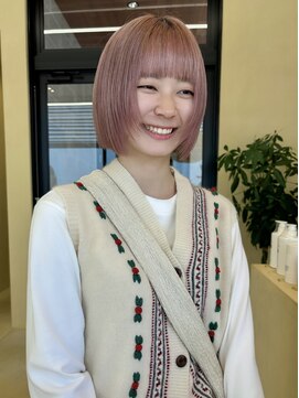 スニュウ(snuw) 切りっぱなしボブ小顔カットグレージュピンクベージュ