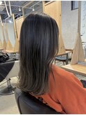ハイライトグラデーション艶髪カーキベージュ
