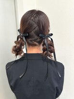 ムクヘアー(muk hair)&nbsp;ツイン編み込み×リボンアレンジ