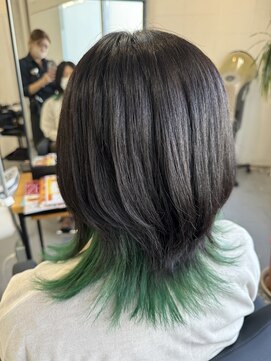 エフフォーユアヘアー(F for your hair) インナーカラー グリーン☆