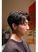 センターパートニュアンスパーマ