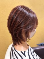 オッジ ヘアー ジャッロ(Oggi Hair giallo)&nbsp;艶めきチェリーブラウン・レイヤーボブ　9月