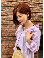 フィドゥシア(FIDUCIA) 前下がりショートボブ×アプリコットオレンジ