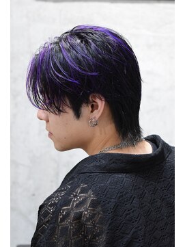 オルズ 渋谷(ALLZ) メンズハイライトブリーチカラーセンターパートウルフパープル