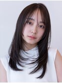 20代30代大人かわいい小顔くびれレイヤーカット黒髪前髪韓国風
