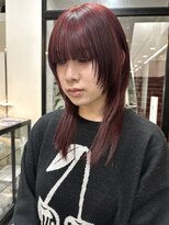 テテ(TETE)&nbsp;ウルフカット　フェイスレイヤー　ワインレッド